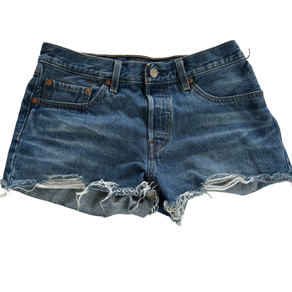 Levi's 501 Distressed Blue Denim Cutoff Shorts Sz‎ 27